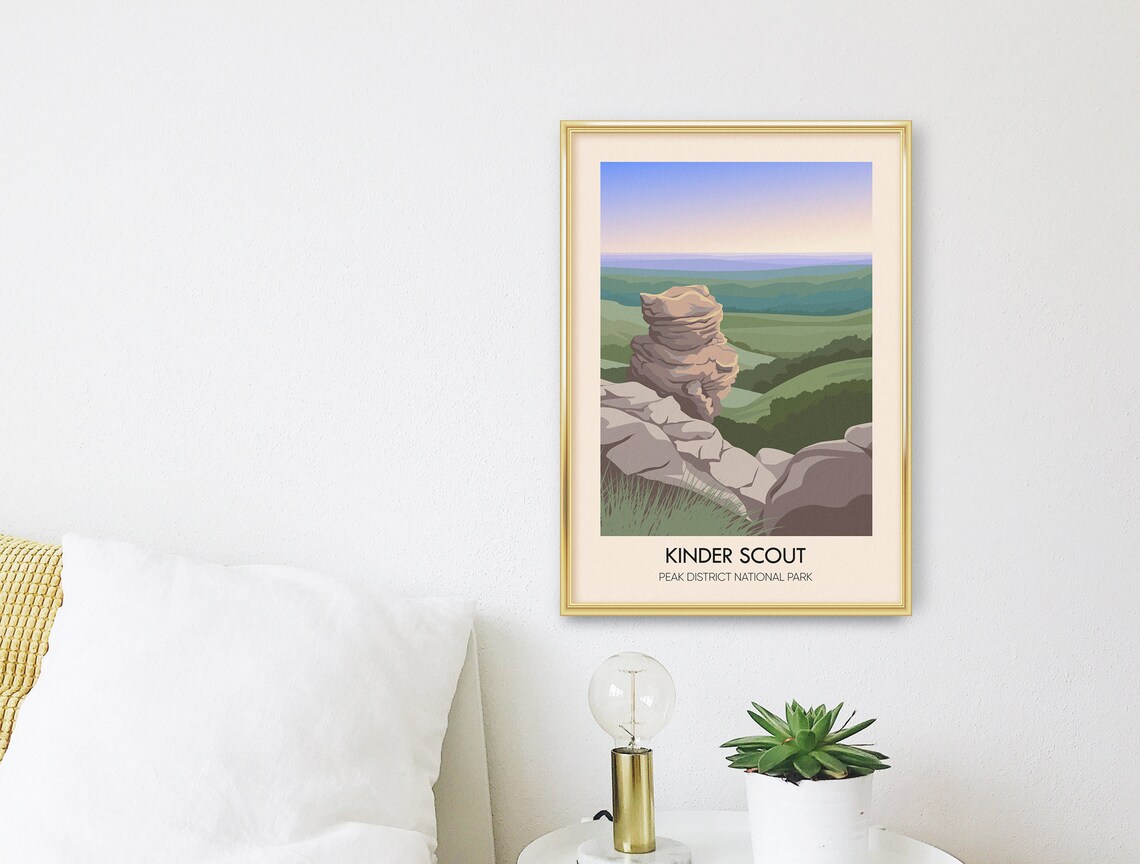 Kinder Scout Peak District National Park Gritstone Rock Stack Moorland Poster - Image 2