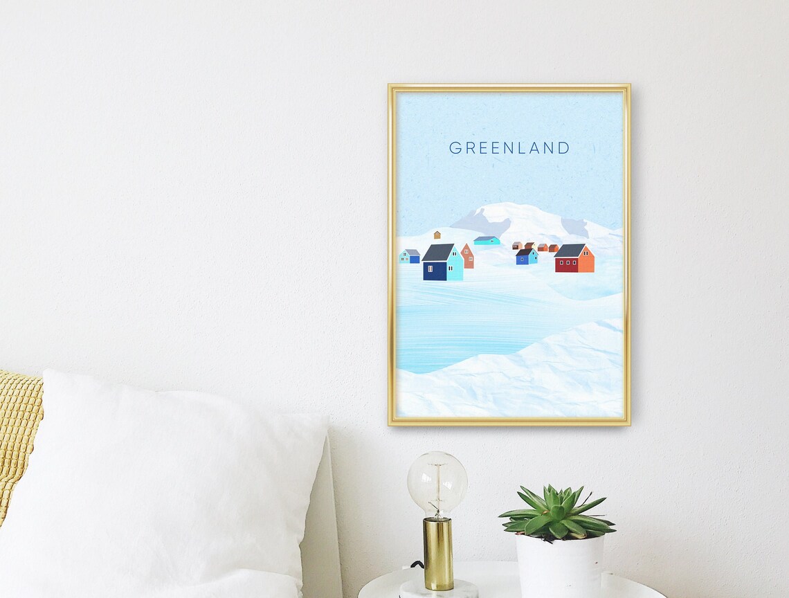 Greenland Nuuk Colourful Arctic Houses Snowy Village Fjord Poster - Image 3