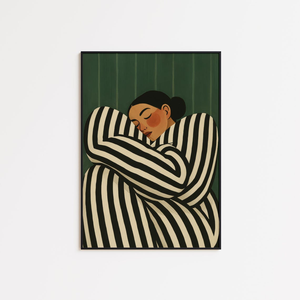 Wrapped In Stripes Self Love Feminine Modern Green Art Poster