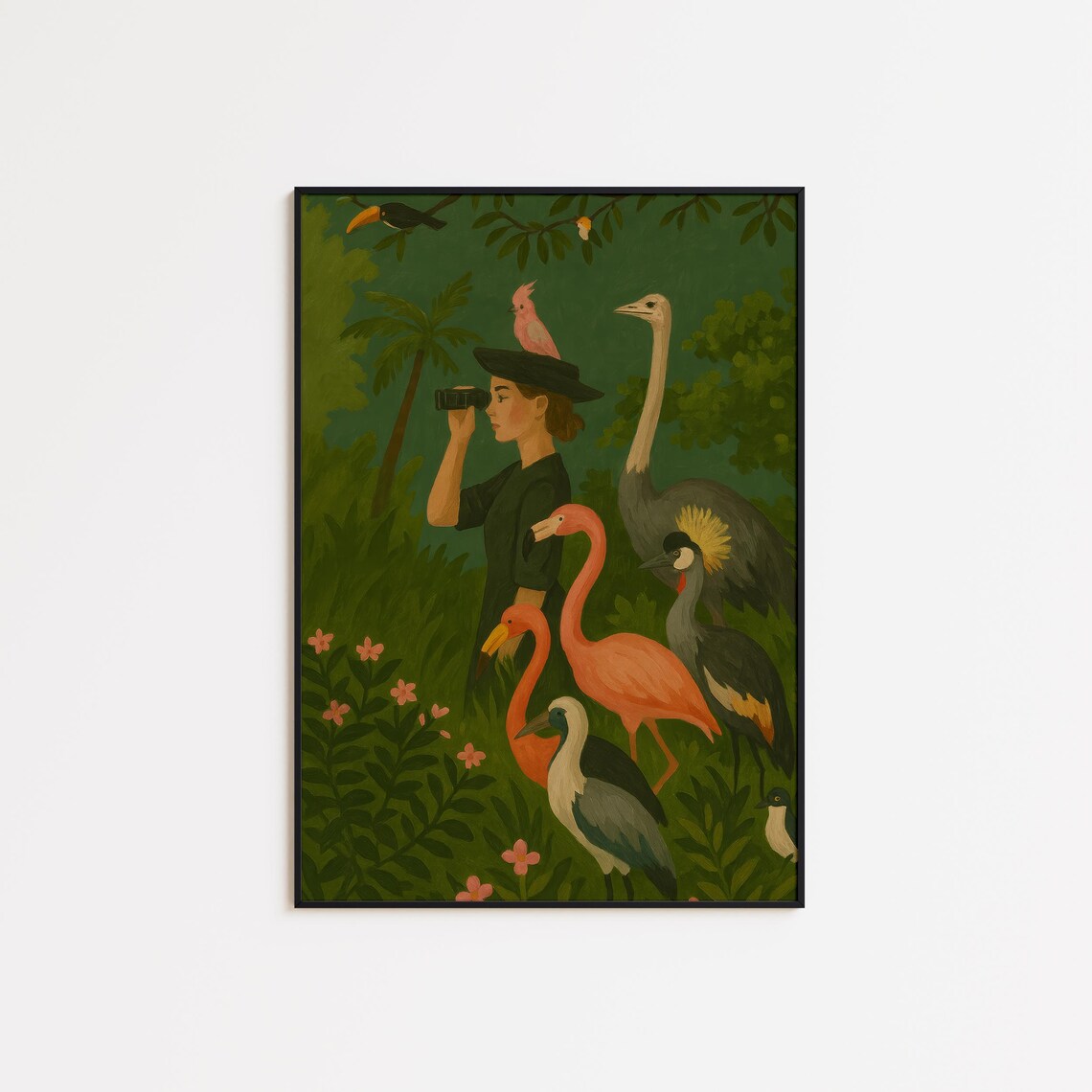 Birdwatching In Paradise Tropical Nature Art Print