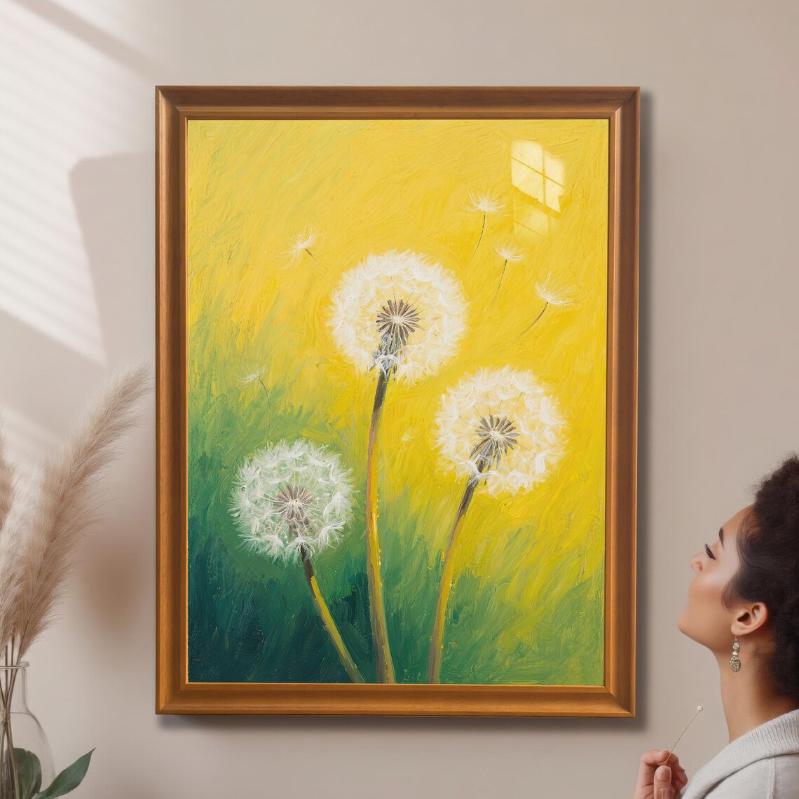 Whimsical Dandelion Painting, Wall Art Print