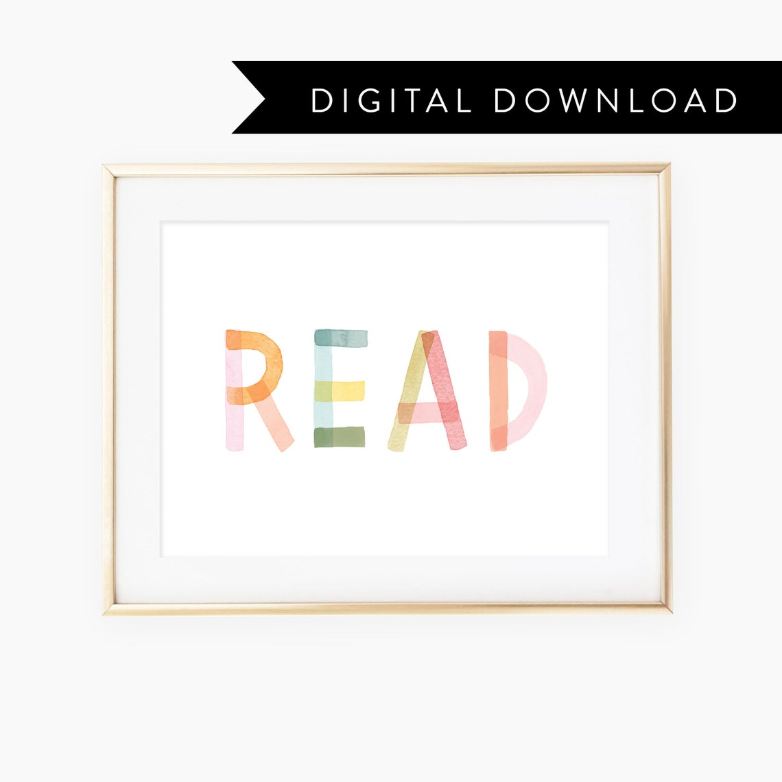 Read Watercolor Lettering Art Print
