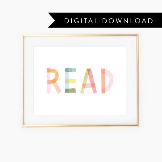 Read Watercolor Lettering Art Print