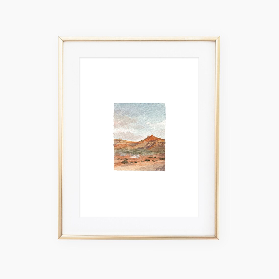 Orange Desert Watercolor Landscape Art Print