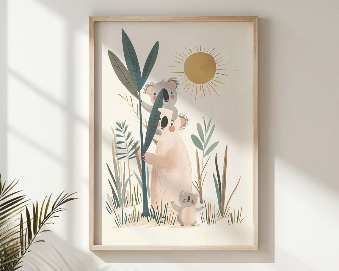 Koala Family Tree Nursery Poster Sun Botanical Cute Kids Room Art - Image 6