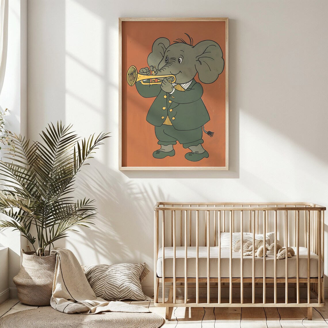 Elephant Musician Nursery Art Print, Kids Room