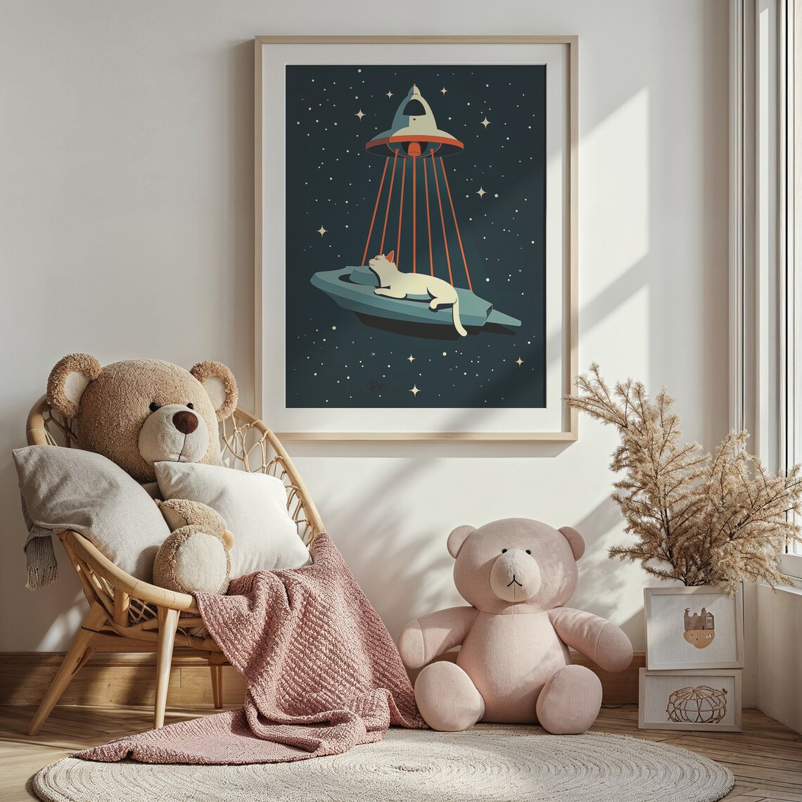 Space Cat Nursery Decor, Sci-Fi Kids Room Poster - Image 4
