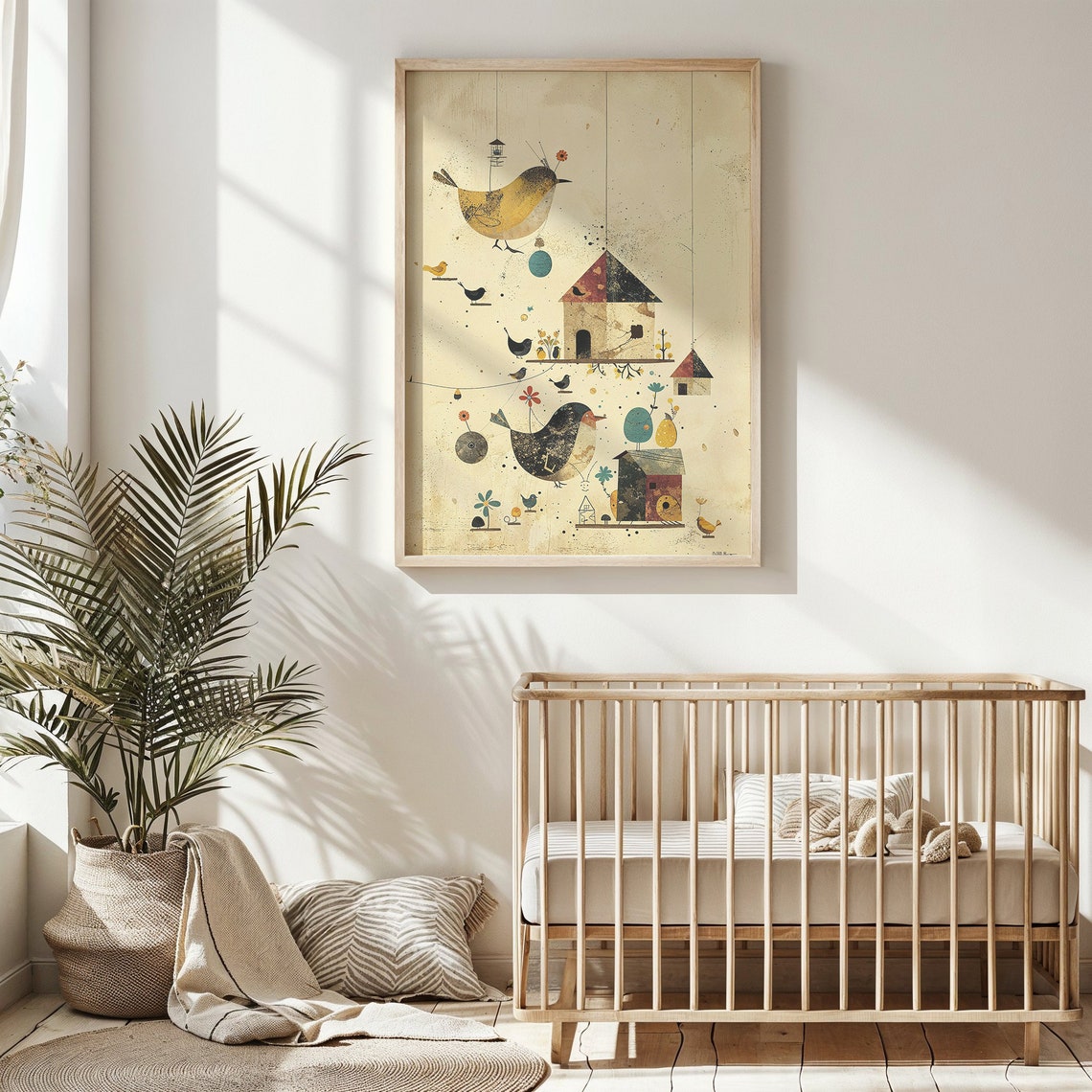Whimsical Birds Birdhouses Vintage Collage Garden Nursery Poster - Image 5