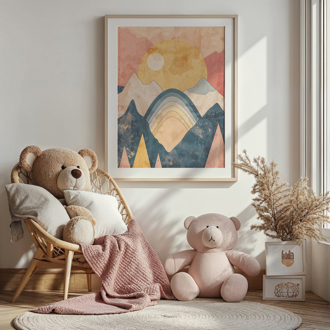 Abstract Mountain Sunrise Wall Art Print Geometric Landscape Nursery Decor Kids Room Poster Modern Boho Decor Gift - Image 3