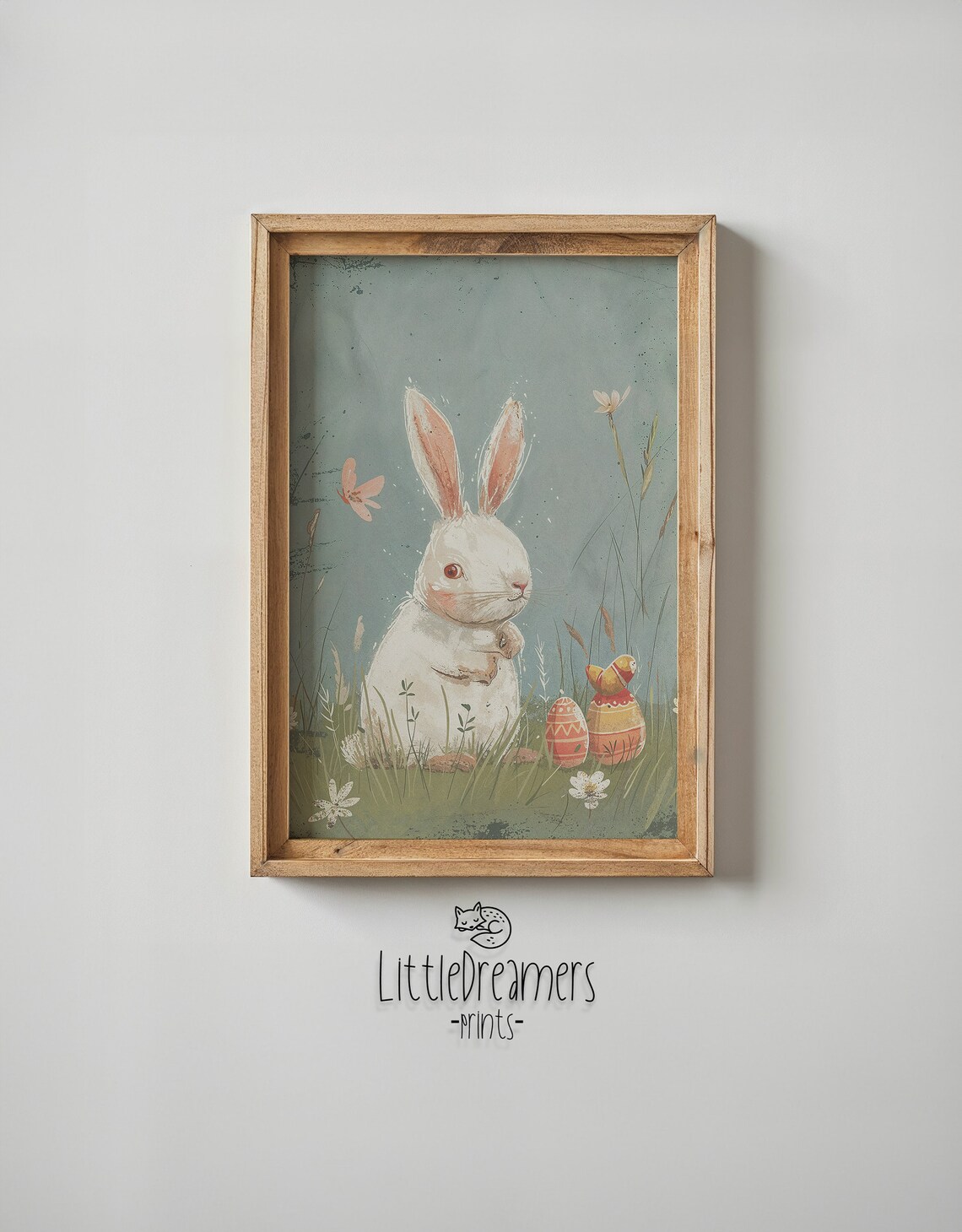 Easter Bunny Whimsical Nursery Art Print, Kids Room