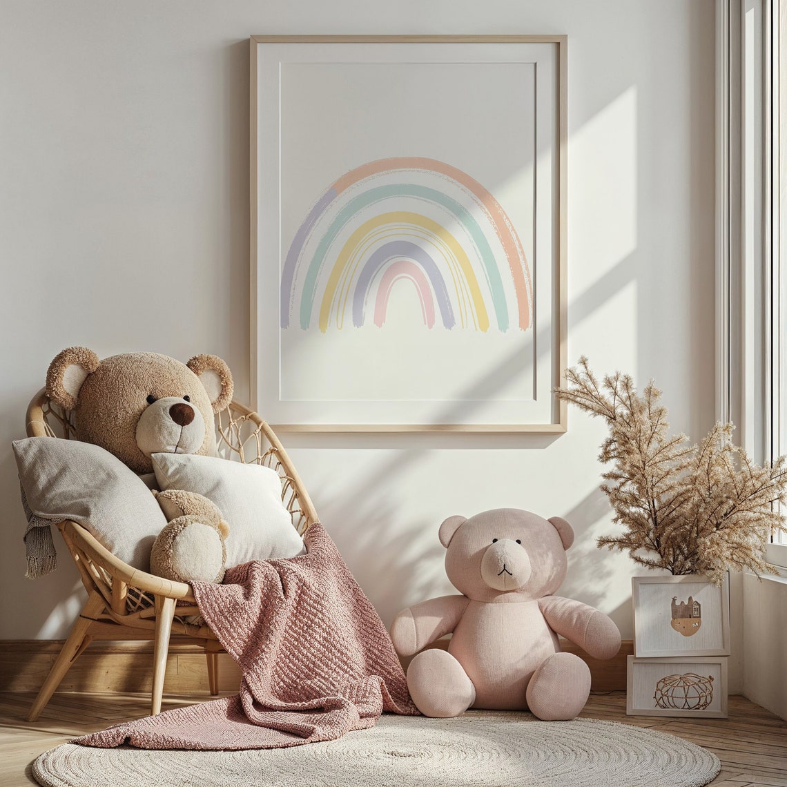 Wide Pastel Rainbow Arches Minimal Nursery Kids Room Decor Poster - Image 2