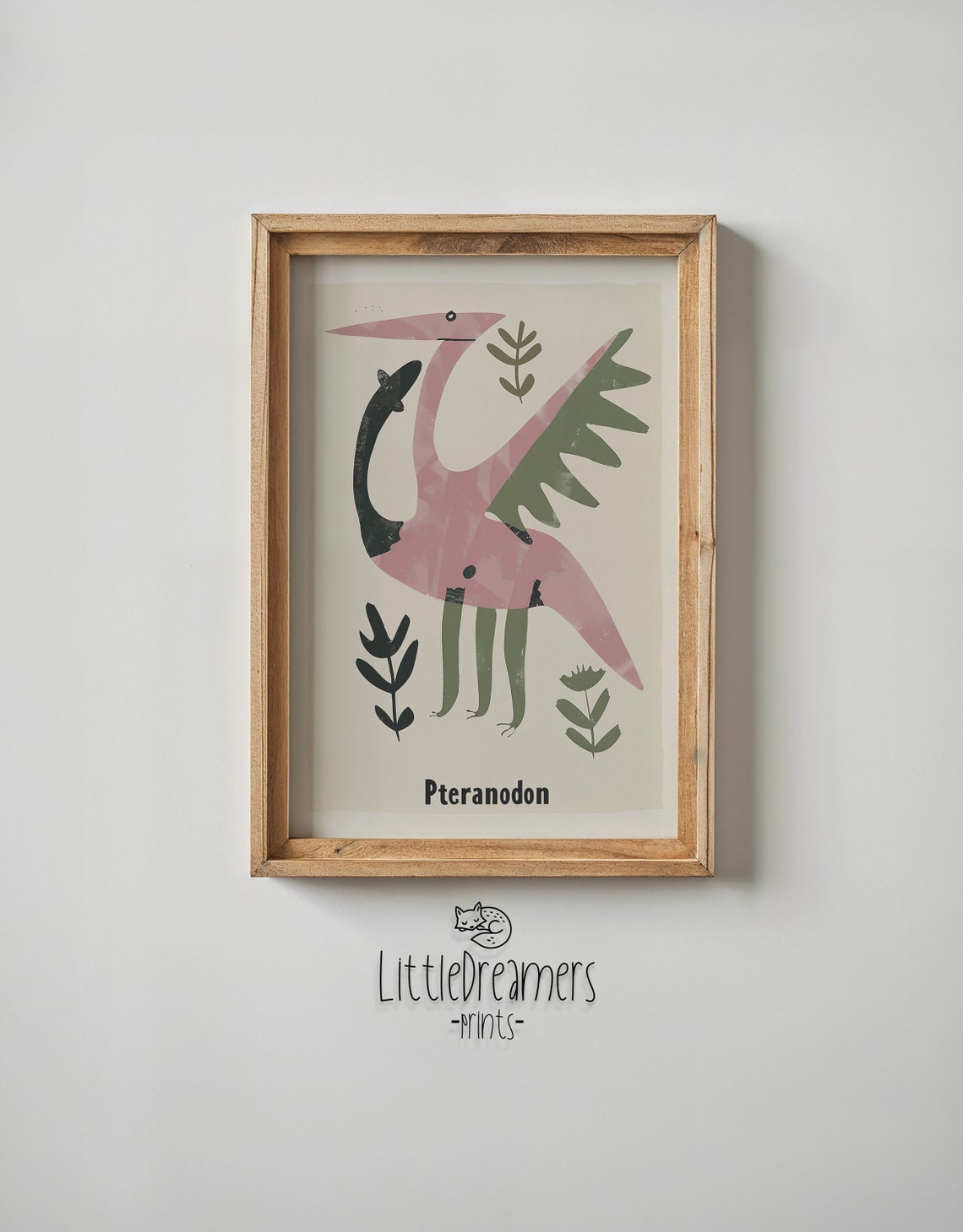 Pteranodon Flying Reptile Pink Green Educational Nursery Poster - Image 6