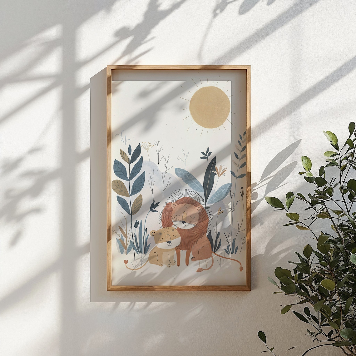 Lion Family Print Safari Nursery Wall Art Kids Room Decor Baby Lion Poster Nursery Art Sun And Flora Neutral Tones Gift - Image 2