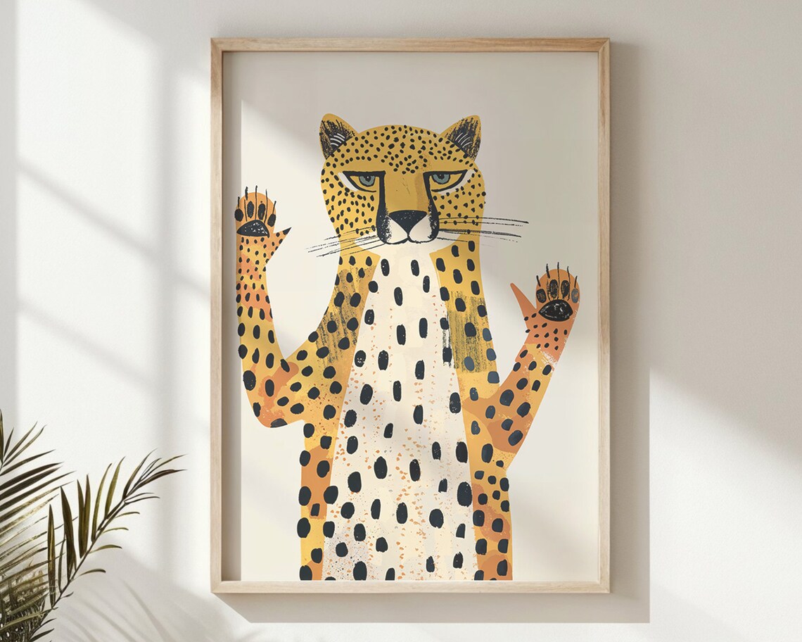 Cheetah Nursery Safari Animal Poster, Neutral Decor