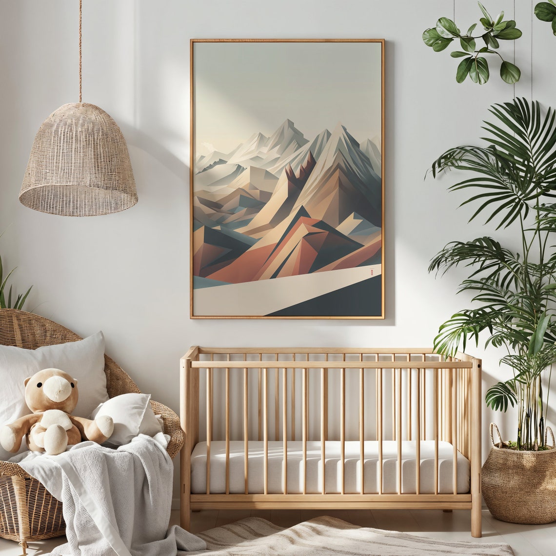 Abstract Geometric Mountain Range Earthy Warm Modern Wall Poster - Image 4