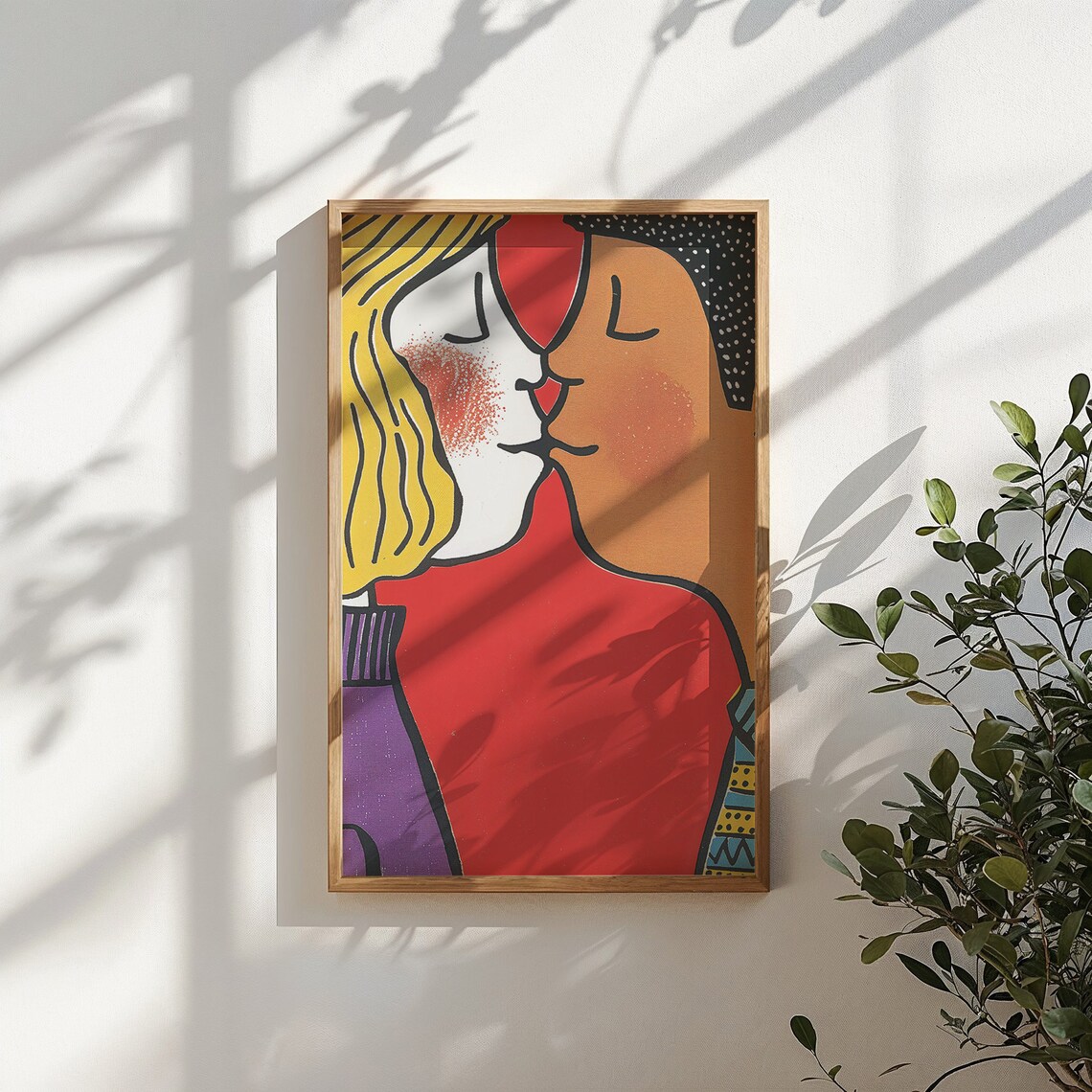 Couple Kiss Abstract Pop Art Love Embrace Colorful Modern Wall Poster - Image 6