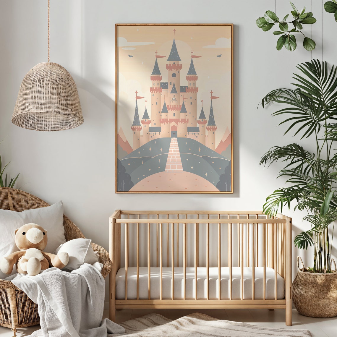 Fairytale Princess Castle Pastel Nursery Poster Dreamy Kids Room Art - Image 3