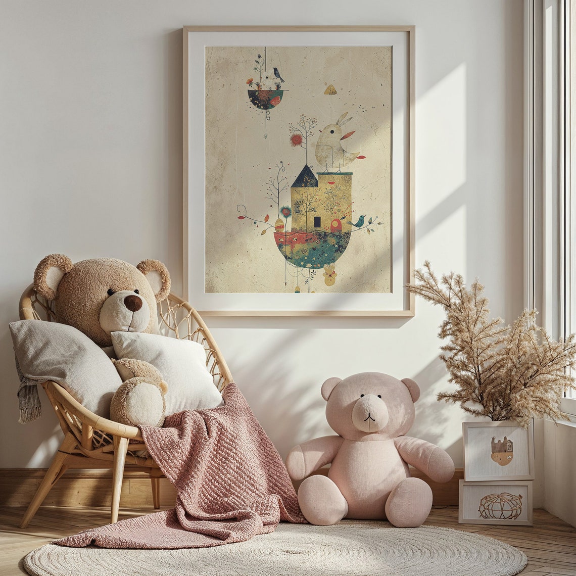 Whimsical Bird And House Collage Art Vintage Style Rustic Wall Art - Image 4