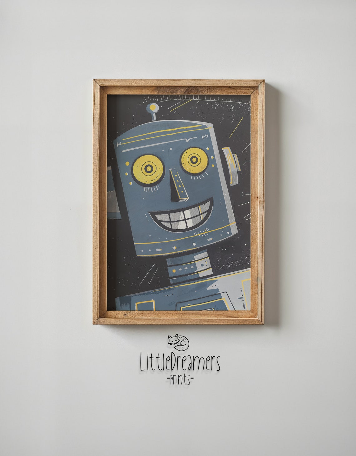 Smiling Retro Robot Night Space Kids Room Decor Vintage Wall Poster - Image 6