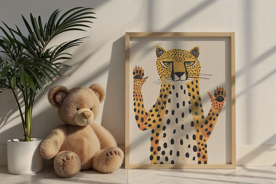 Cheetah Nursery Safari Animal Poster, Neutral Decor - Image 6