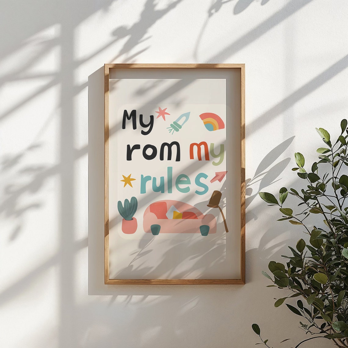 My Room My Rules Kids Playroom Typography Quote Nursery Poster - Image 4