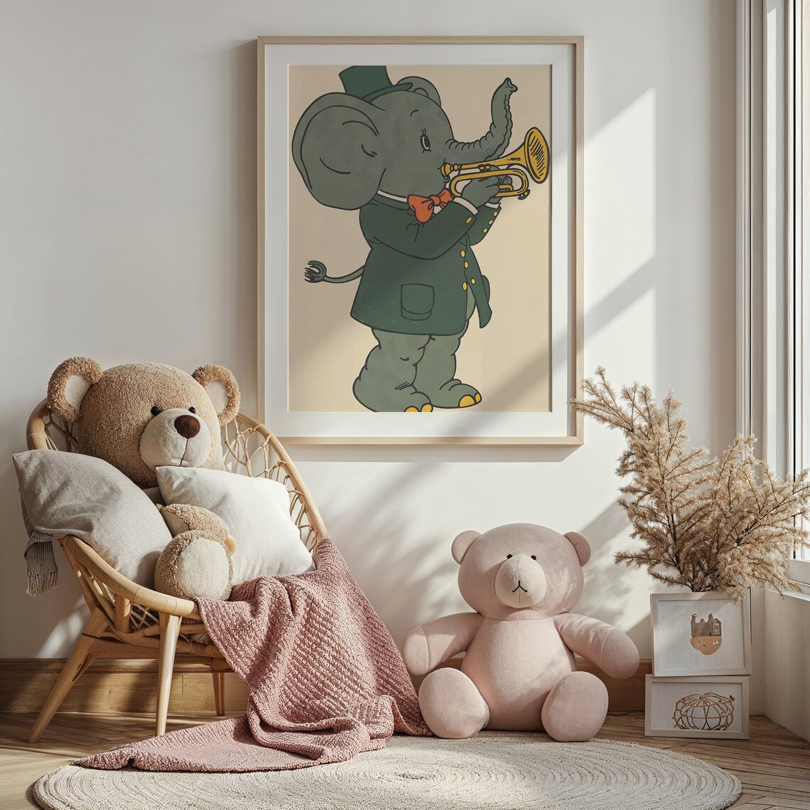 Elephant Trumpet Player Vintage Style Nursery Kids Music Room Art Poster - Image 3