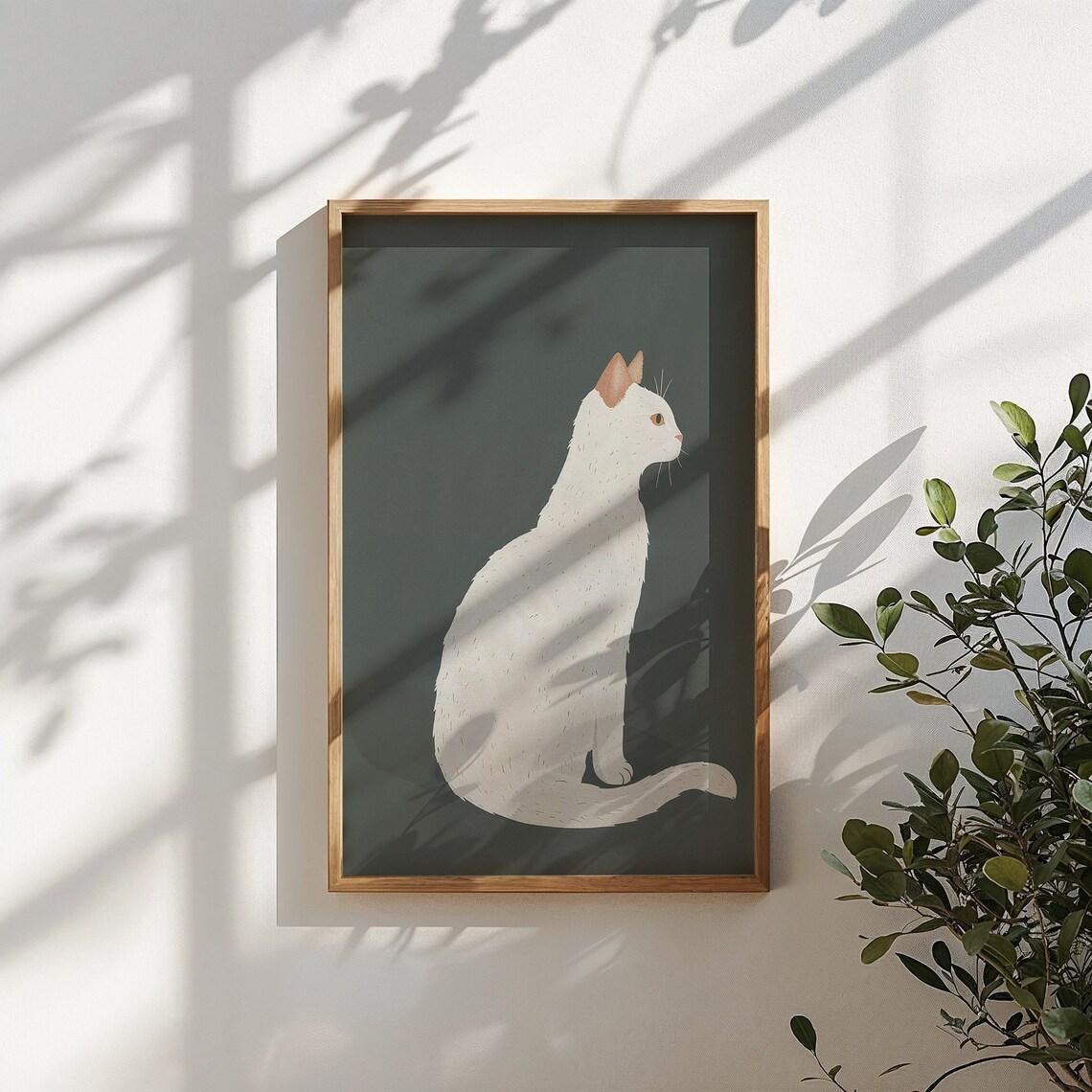 White Cat Nursery Art Print, Neutral Animal Illustration - Image 4