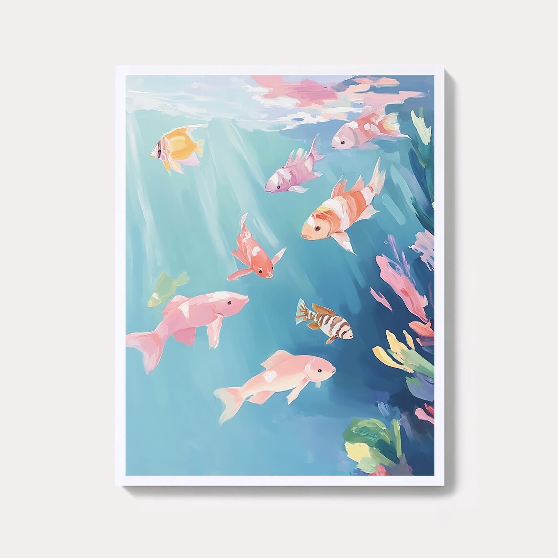 Tropical Fish Coral Reef Art Print Vibrant Ocean Painting