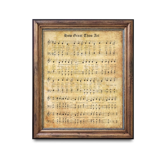 How Great Thou Art Aged Vintage Hymn Sheet Music Faith Decor Poster