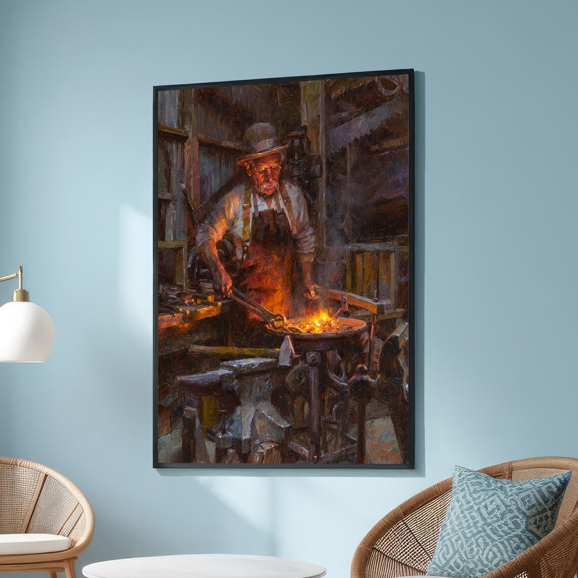 Blacksmith At Work, Traditional Forge Scene