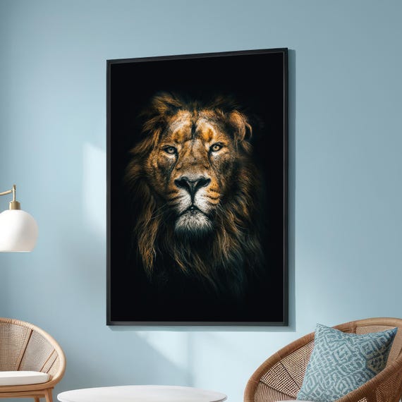 Regal Lion Portrait Canvas Print Majestic And Realistic Art For Modern Wall Decor