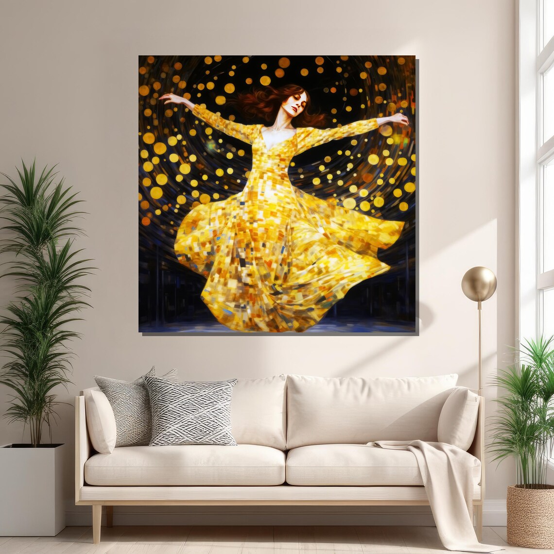 Golden Dancing Stars, Abstract Fluid Art - Image 2