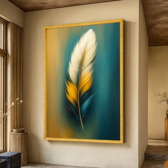 Elegant Feather Art Print, Modern Abstract