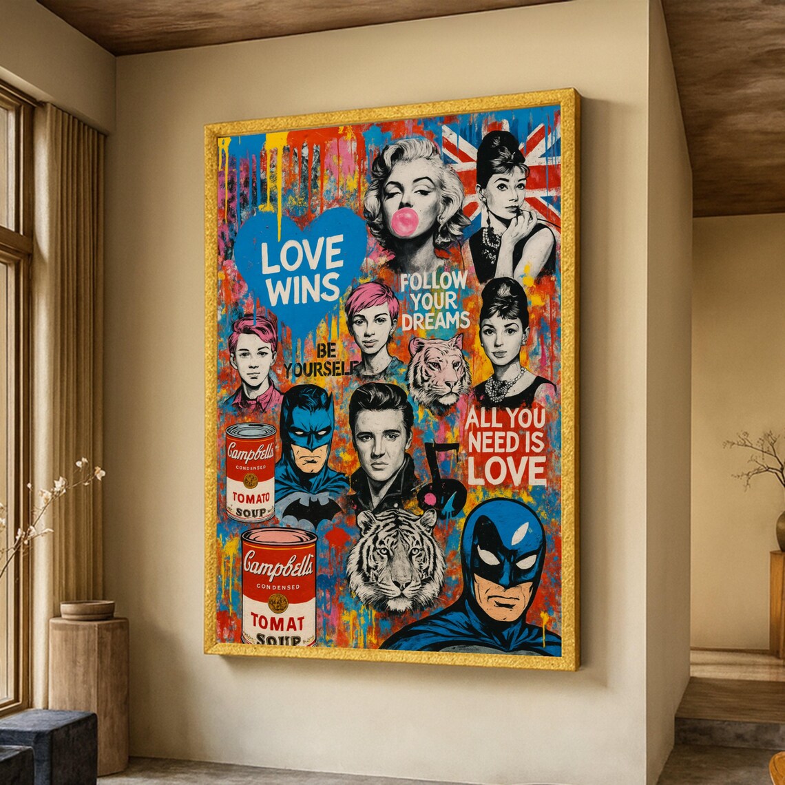 Pop Art Icons Collage Poster Print, Vintage Celebrity Portraits