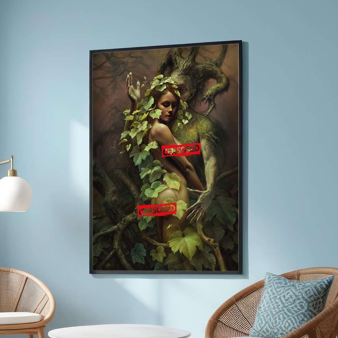 Surreal Nude Woman With Forest Spirit Fantasy Art