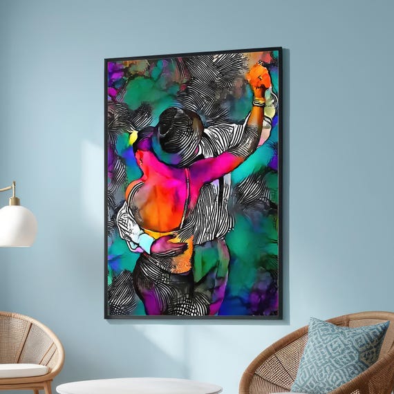 Abstract Couple Dancing Tango Embrace Art Print