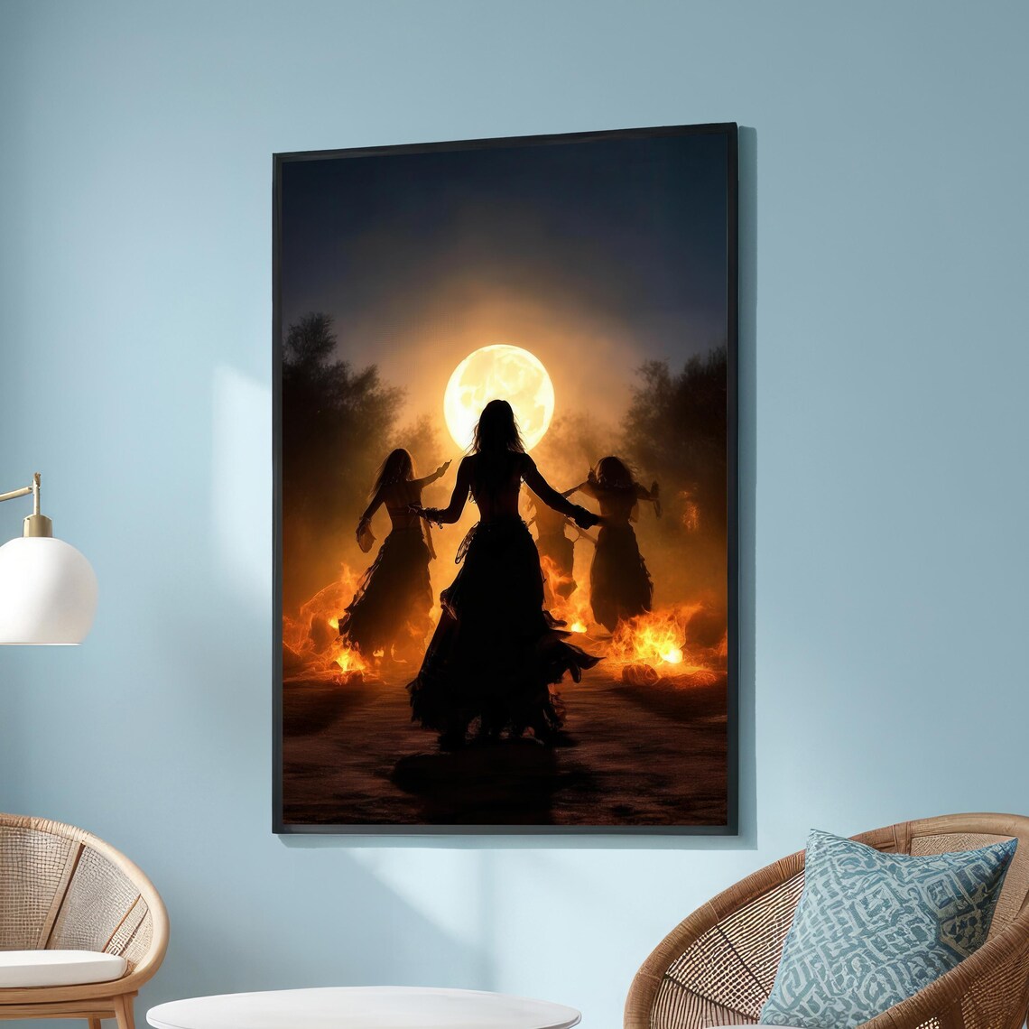 Moonlit Ritual Dance, Mystical Surreal Art Print