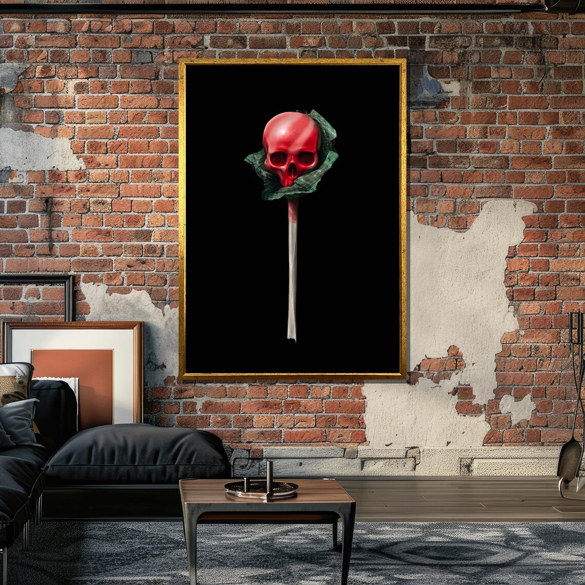 Red Skull Lollipop, Surreal Pop Art Decor - Image 6