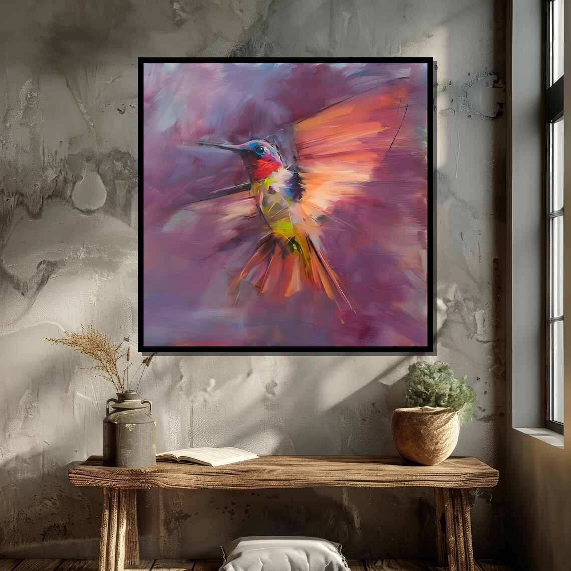 Hummingbird Art Print, Abstract Expressionist Nature - Image 5