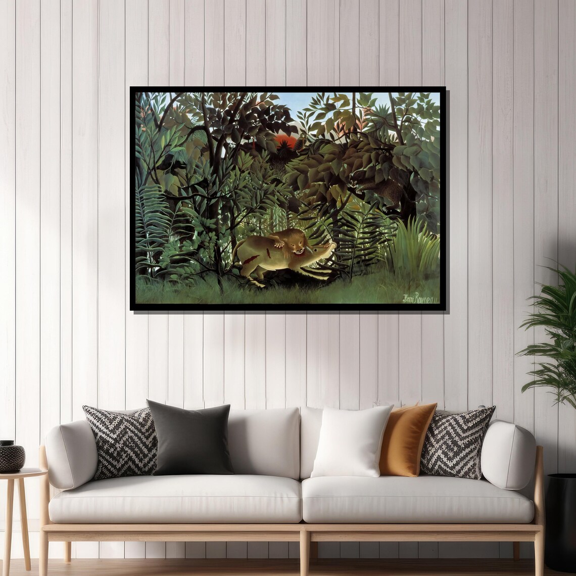 Henri Rousseau The Hungry Lion, Jungle Scene Art Print - Image 2