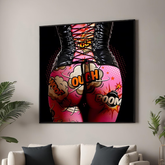 Pink Pop Art Comic Body Paint Legs Corset Boots Ouch Boom Poster