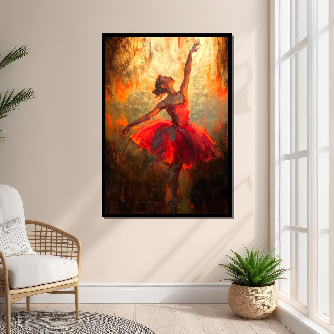 Passionate Ballerina In Red Tutu, Dance Art Print - Image 3