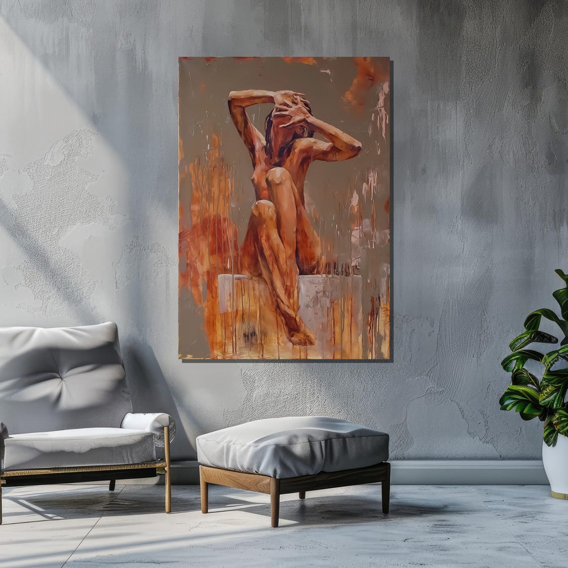 Emotional Nude Figure Art, Modern Abstract Wall Art Print - Image 3