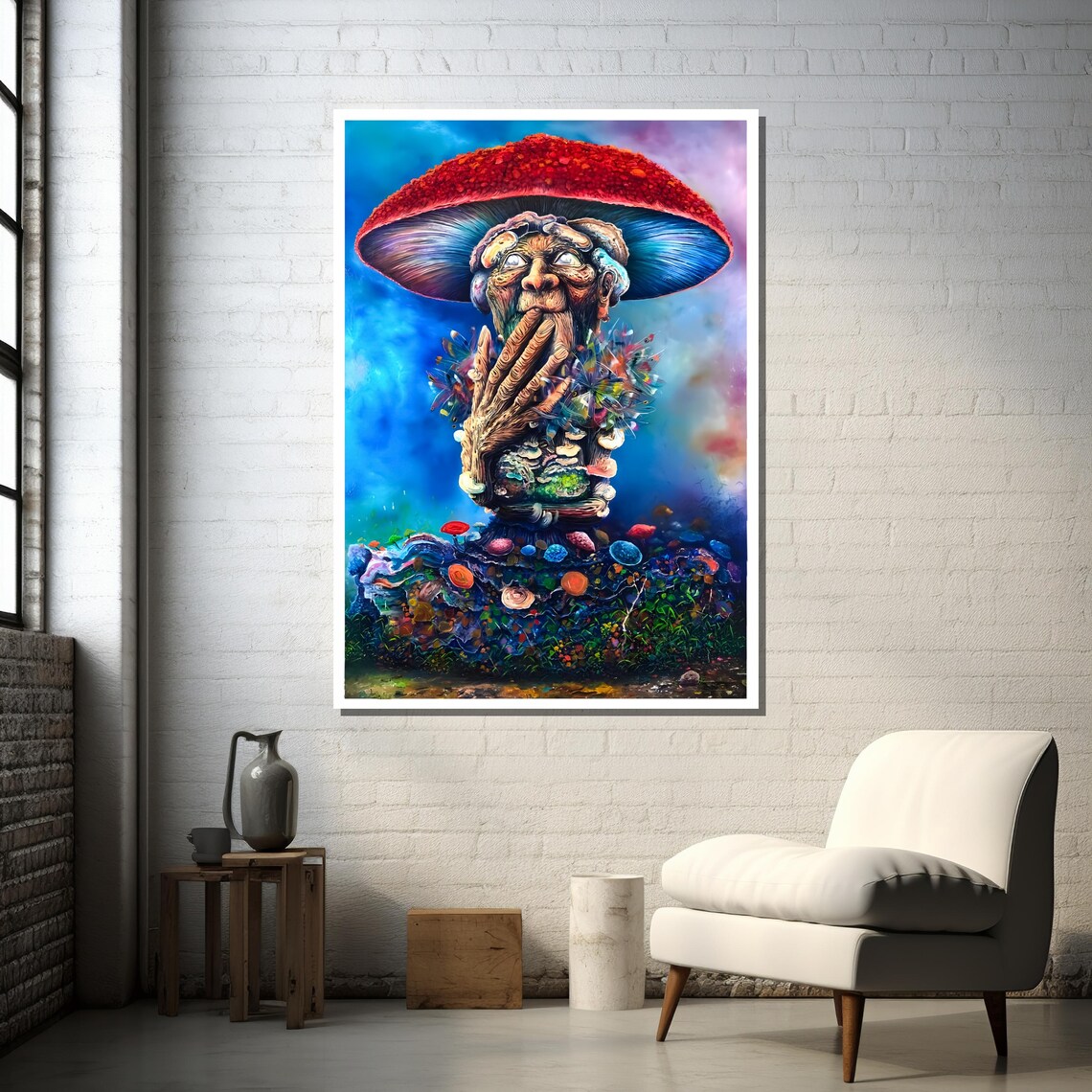 Surreal Mushroom Man, Psychedelic Fantasy Art - Image 3