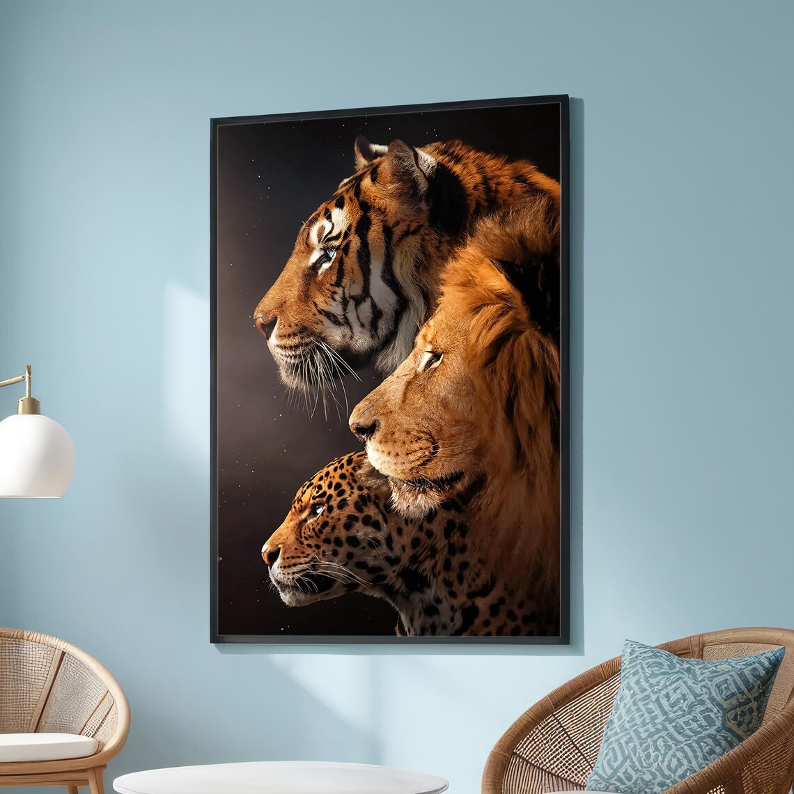 Lion Tiger Majestic Big Cats, Realistic Wildlife Art