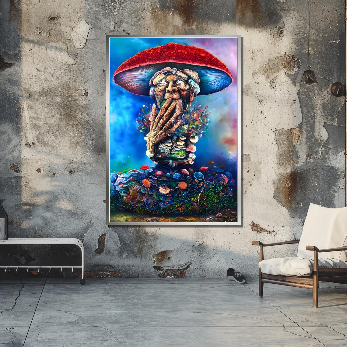 Surreal Mushroom Man, Psychedelic Fantasy Art - Image 5