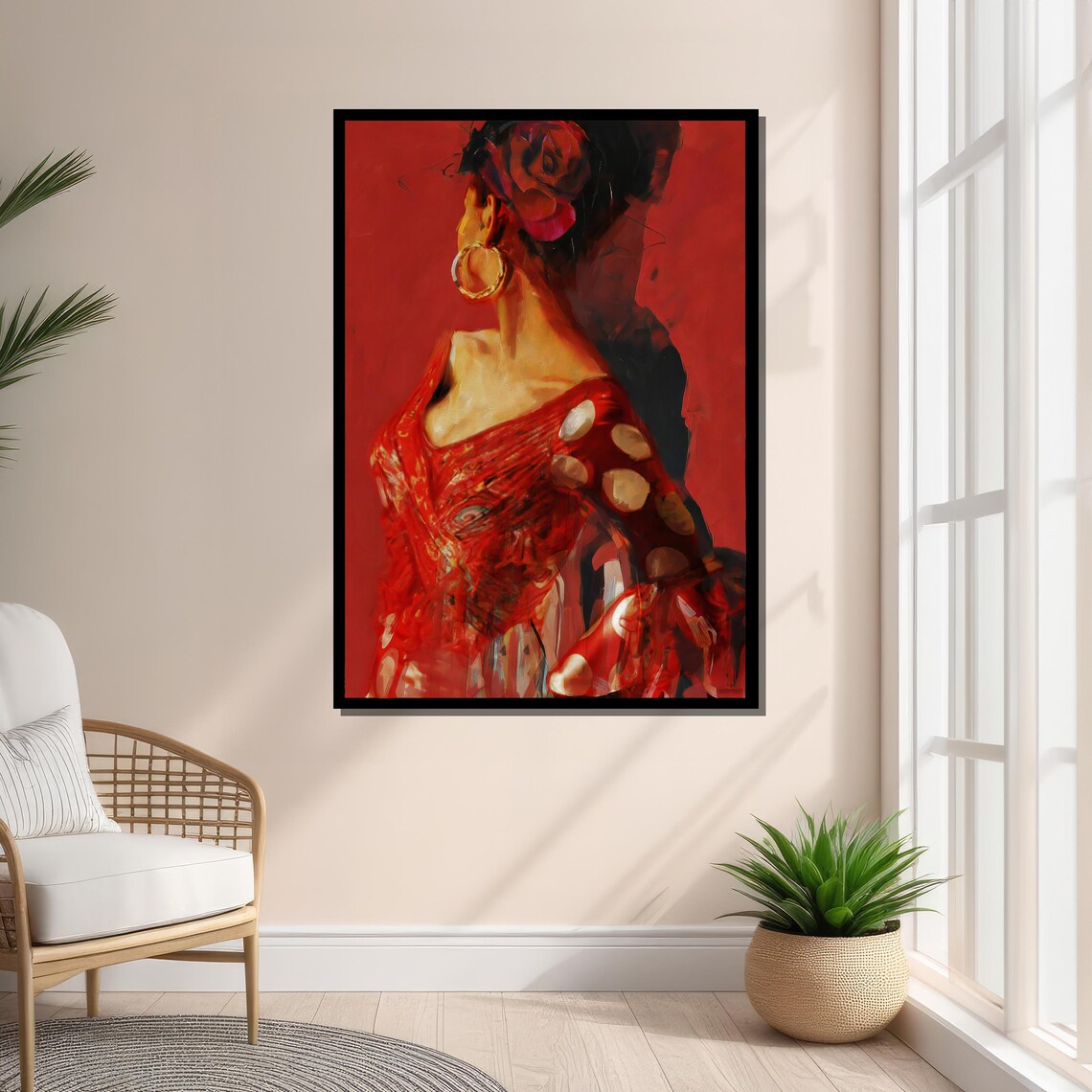 Flamenco Dancer In Red, Spanish Culture Art Print - Image 3