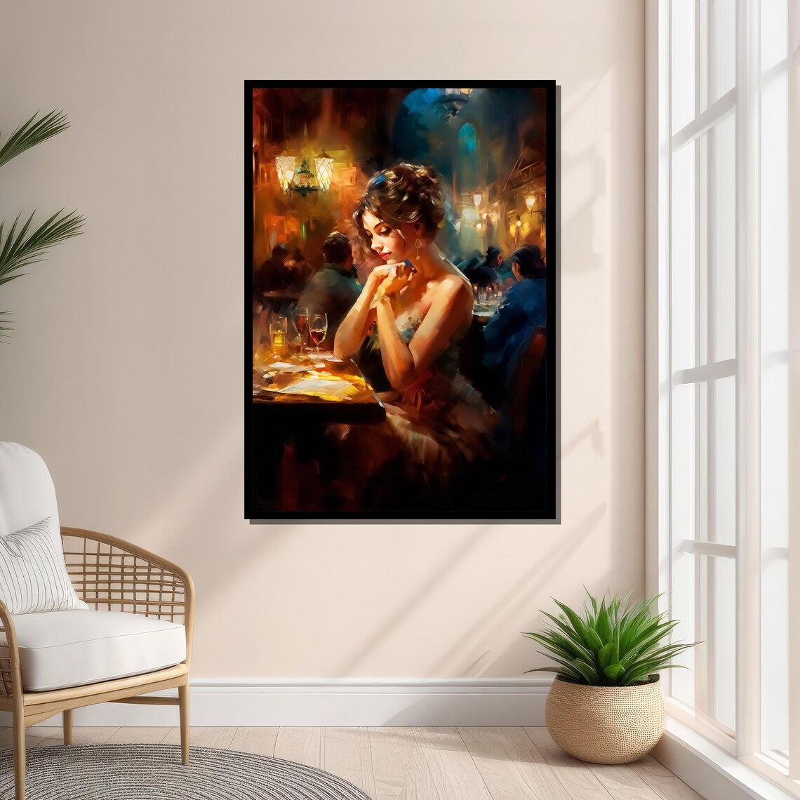 Romantic Evening Woman, Elegant Impressionist Scene - Image 4