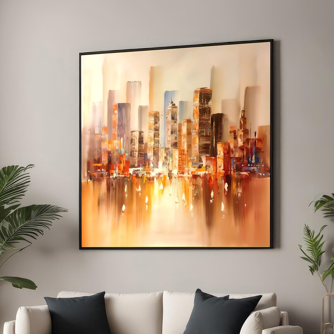 Abstract Cityscape, Contemporary Skyline Wall Art