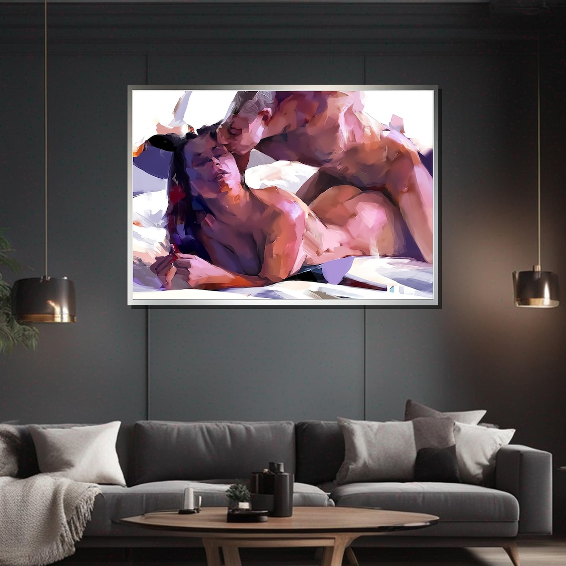Abstract Sensual Couple, Romantic Modern Art Print - Image 5